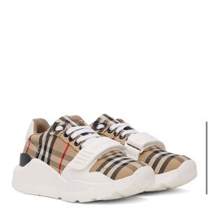 Burberry Beige Check Low-Top Sneakers | Size 37 | Brand New in Box